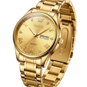 OLEVS Luxury Gold Quartz Men’s Watch –