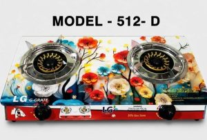 LG G-Grate 512-D Double Burner Tempered Glass Gas Stove