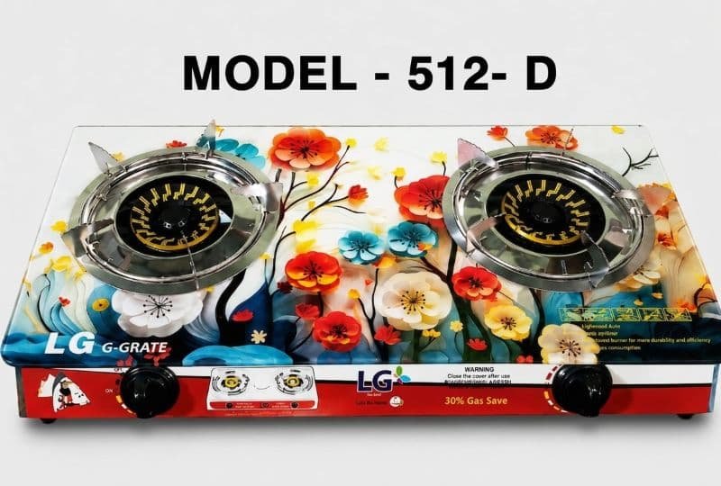 LG G-Grate 512-D Double Burner Tempered Glass Gas Stove