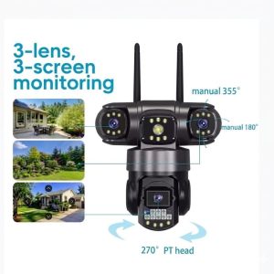 V380 Pro Triple Lens WiFi IP Security Camera – 3-Lens Smart Pan/Tilt Home & Outdoor Surveillance Camera