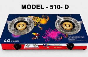 LG Model 510-D Double Burner Tempered Glass Gas Stove
