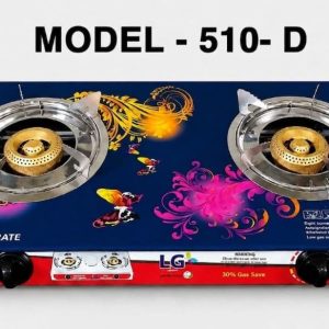 LG Model 510-D Double Burner Tempered Glass Gas Stove